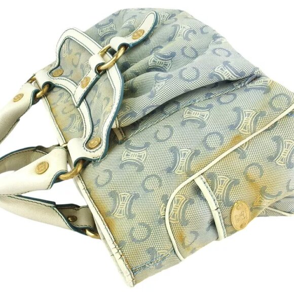 CELINE Tote Bag C macadam white canvas ?~ leather Authentic C3983 - Picture 3 of 9